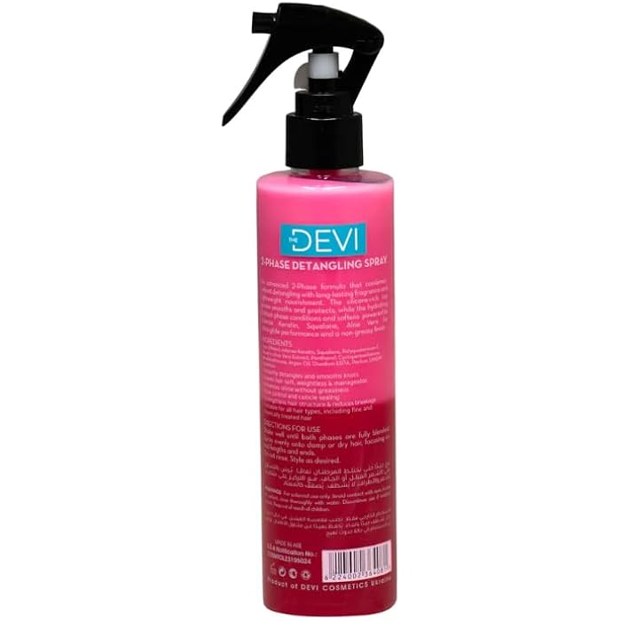 DEVI 2-Phase Detangling Spray, 250ml, with Keratin and Squalane, Hair Care Leave-in Formula - Image 2